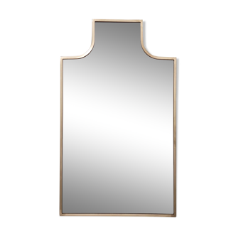 Shield Shaped Wall Mirror with Brass Frame, Italy