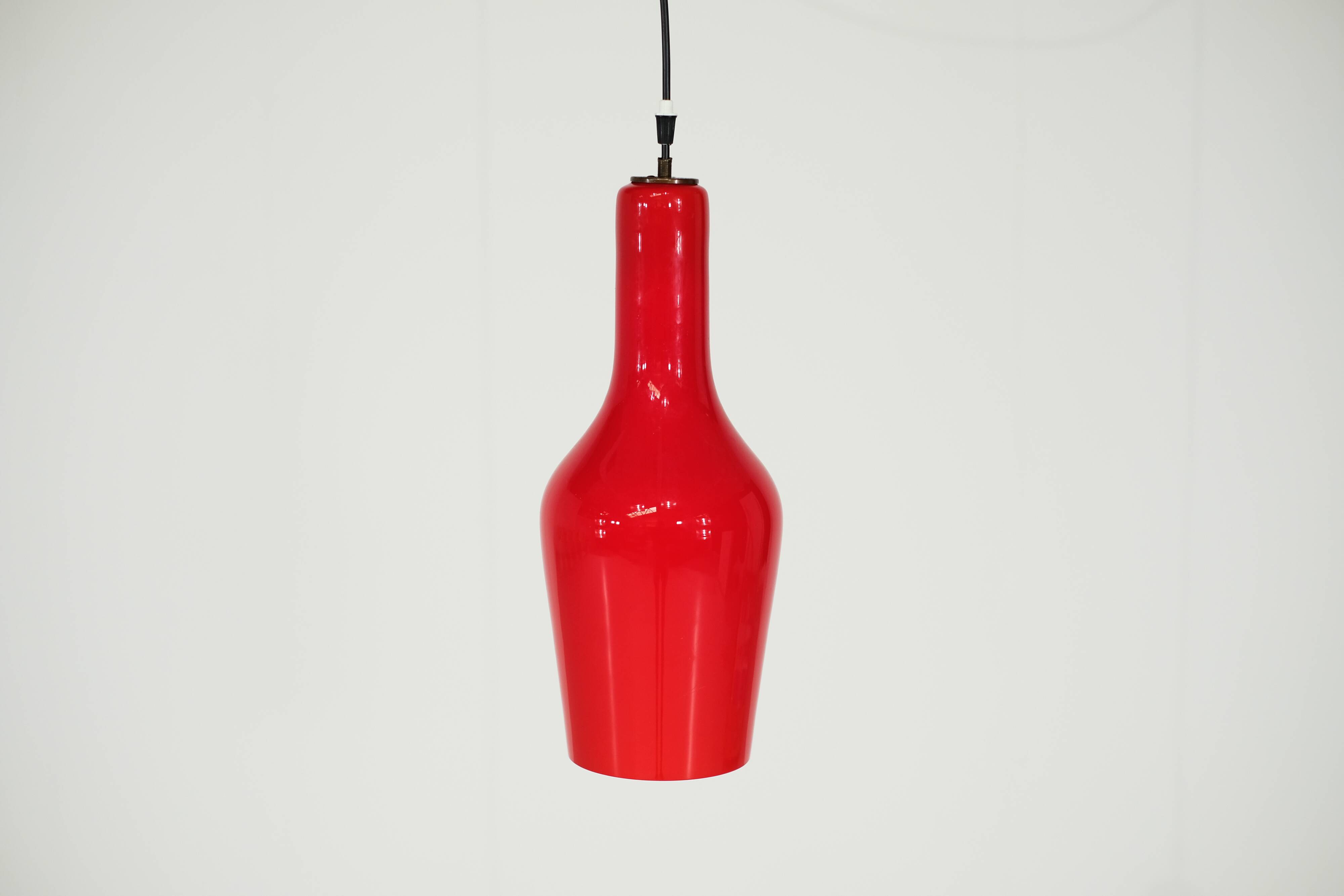 Italian red opaline pendant light - 1960s