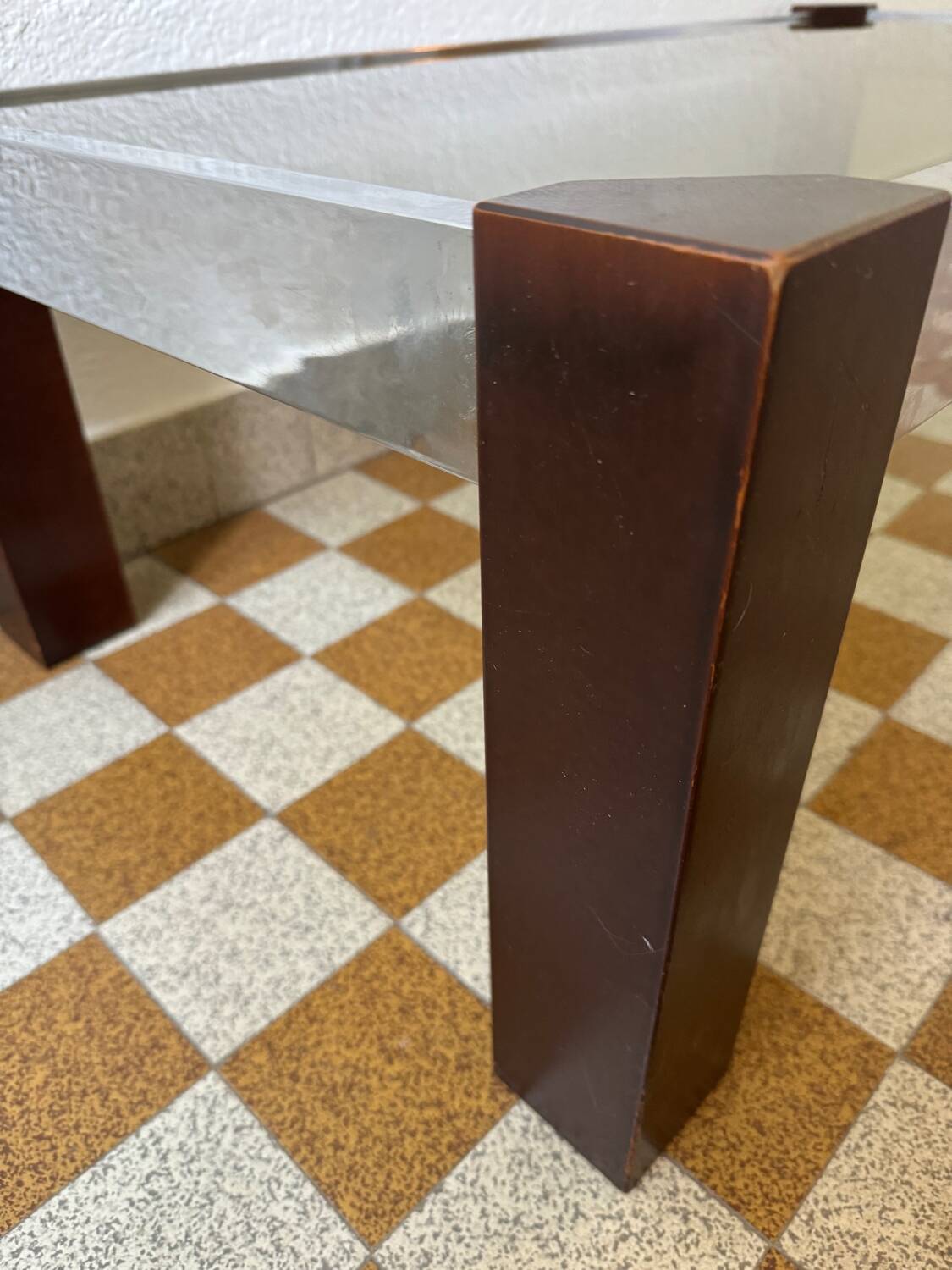 Chrome wood and smoked glass coffee table from the 70s