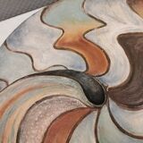 Large handmade decorated ceramic dish. Ruth Grønne Denmark 2001