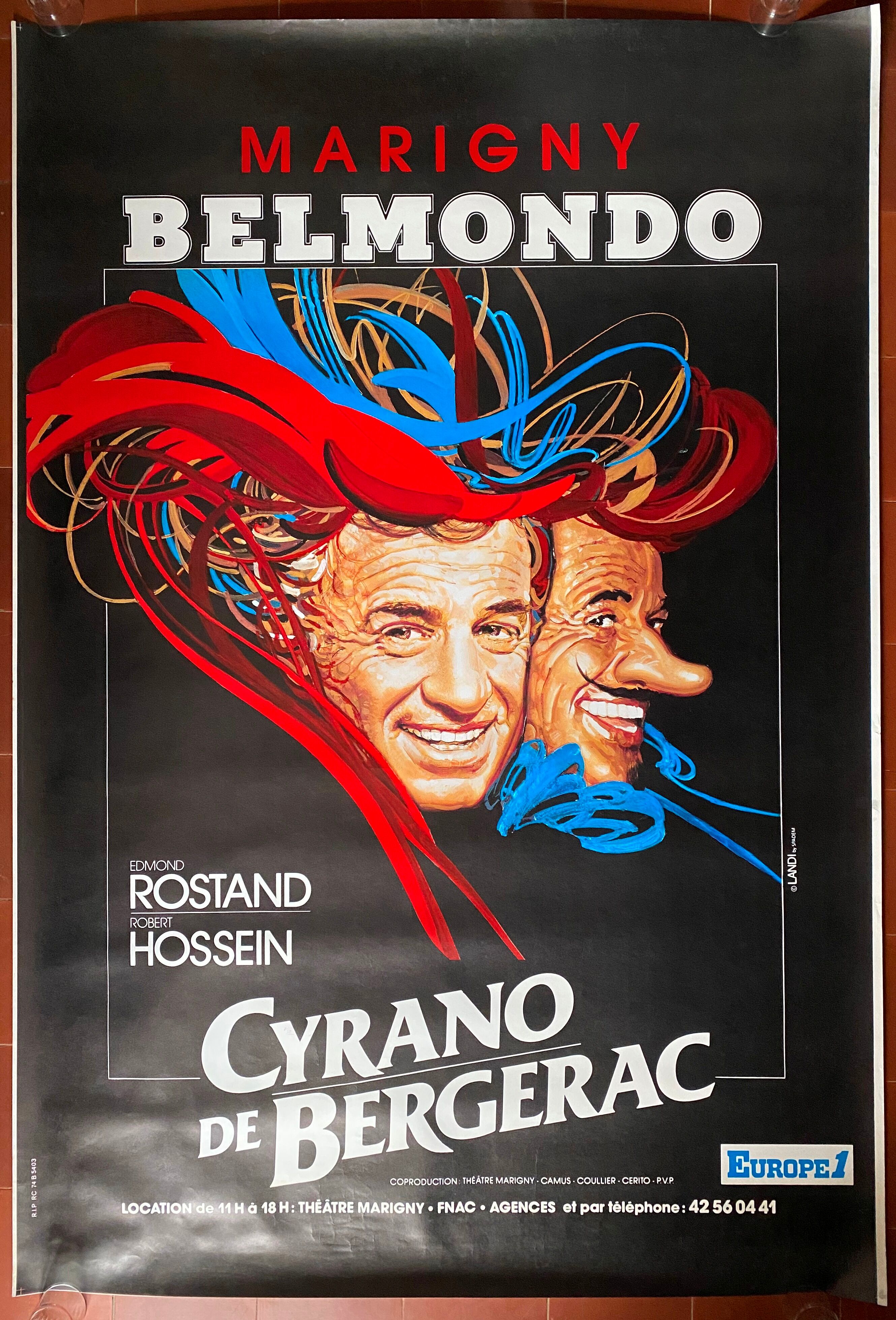 Original theater poster "Cyrano de Bergerac" Jean-Paul Belmondo 120x175cm 1990