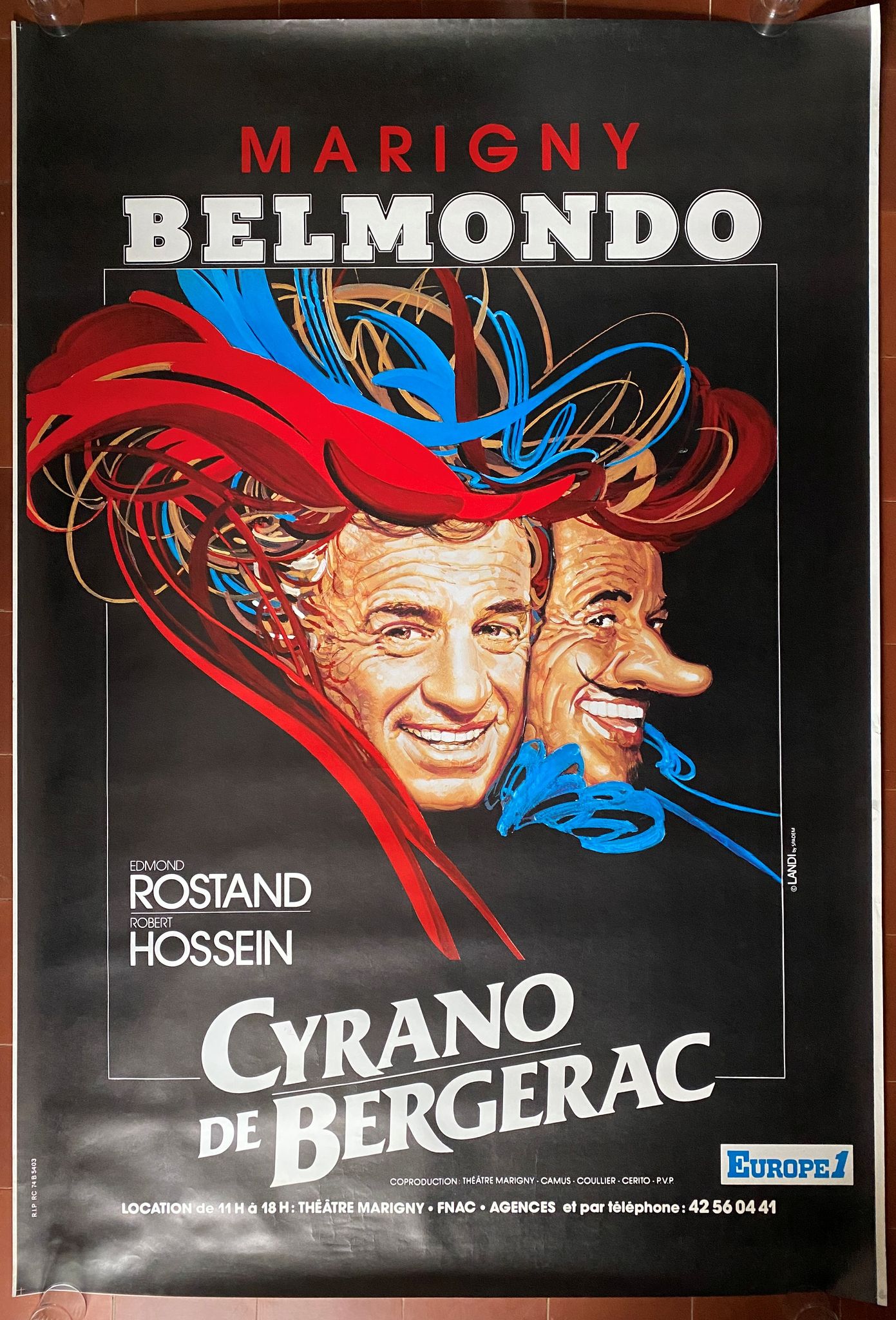 Original theater poster "Cyrano de Bergerac" Jean-Paul Belmondo 120x175cm 1990