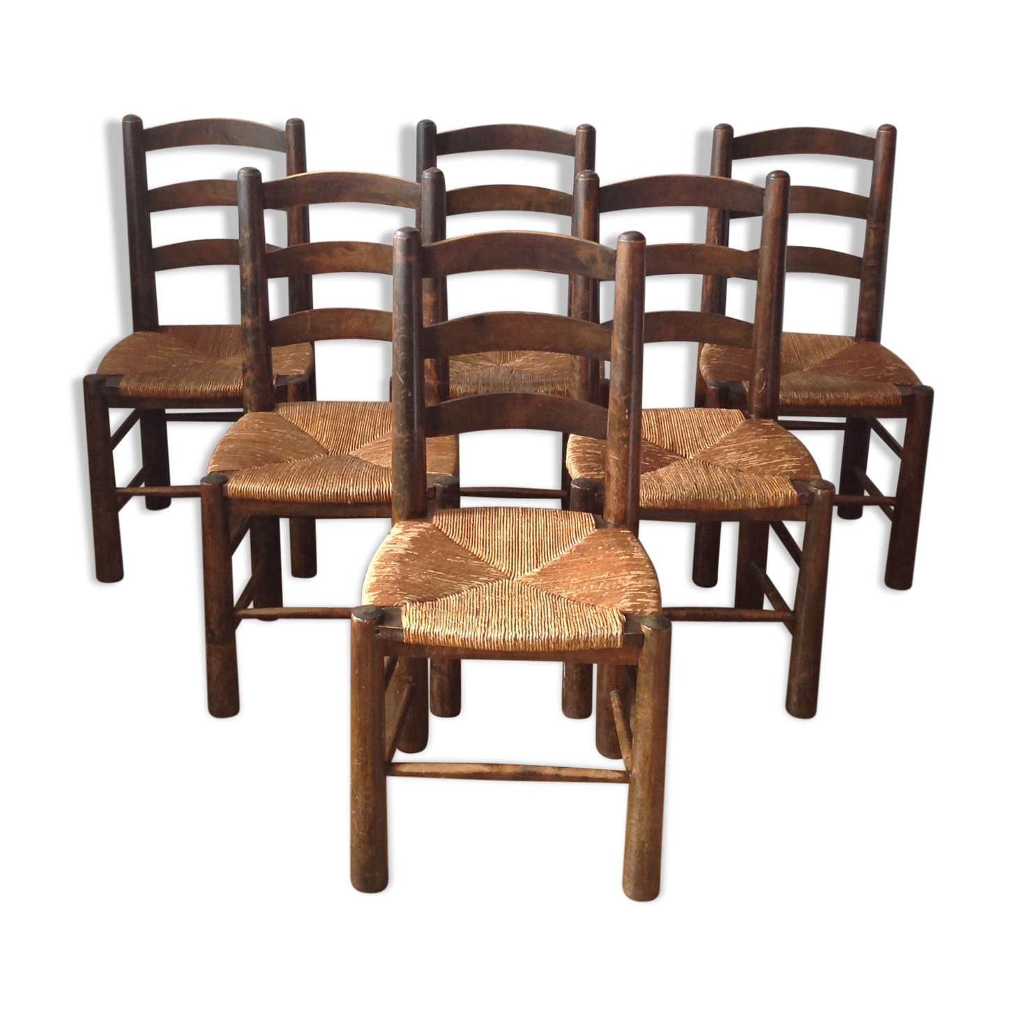 6 rustic chairs mulched brutalist style