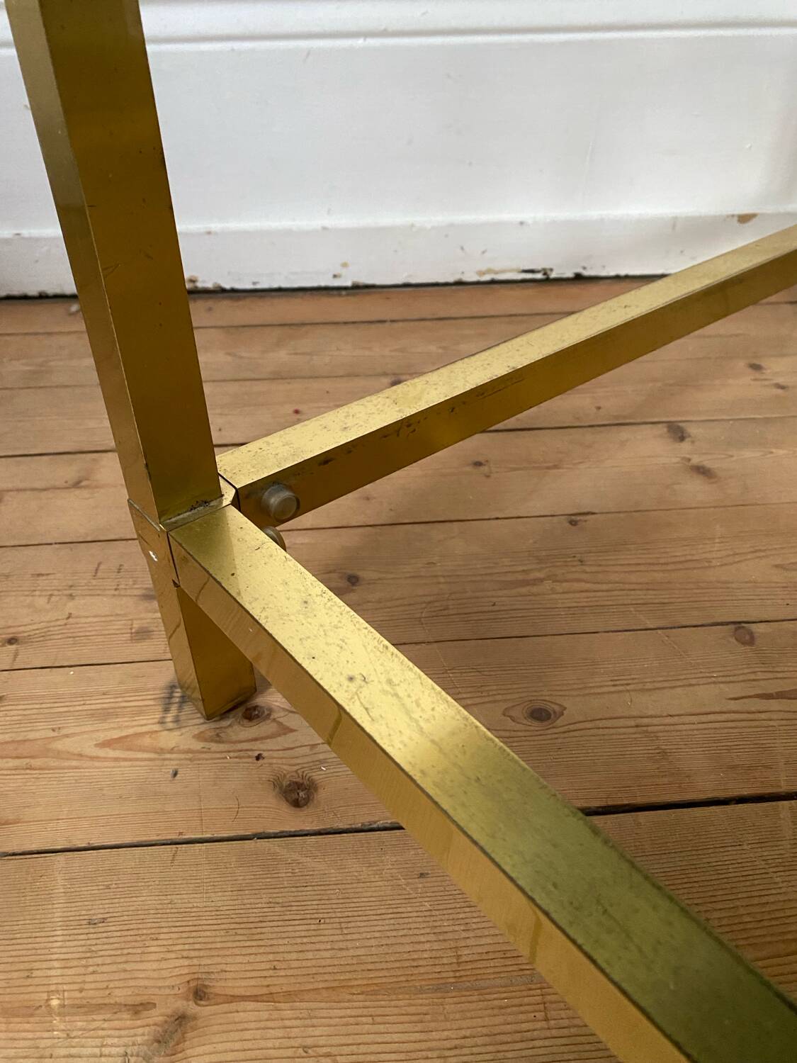 Vintage square brass and smoked glass coffee table