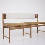 Modernist bench, mulched seat.