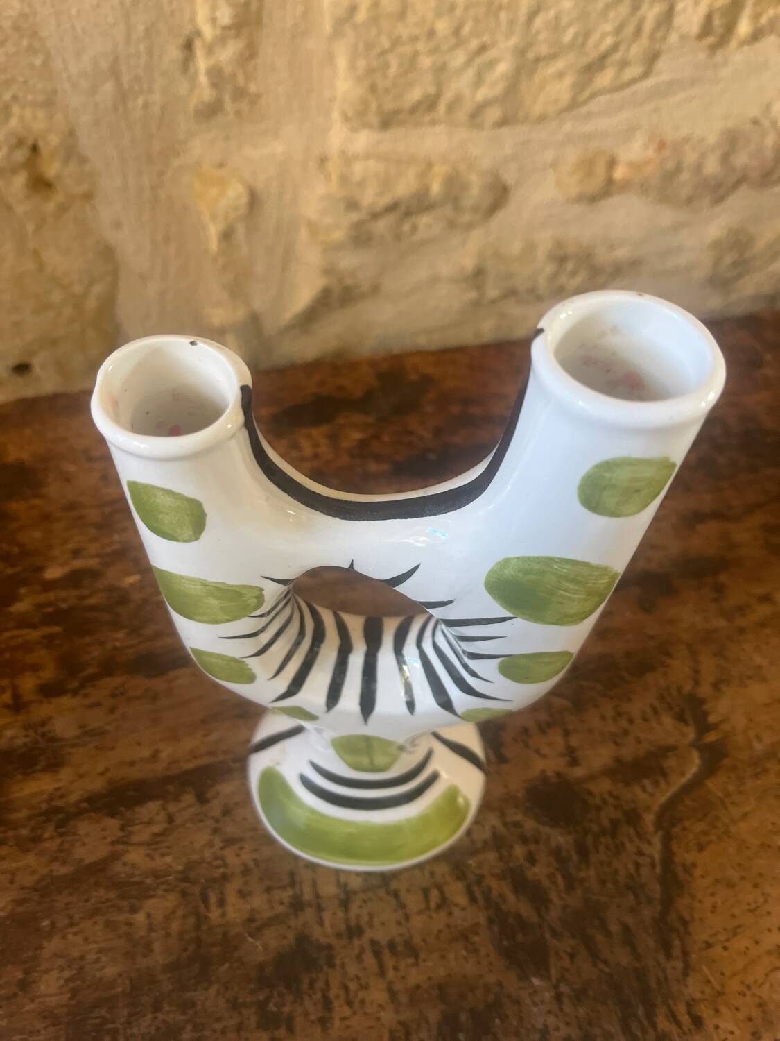 REVERNAY. Barbotine vase sculpture 1970s h 25cm