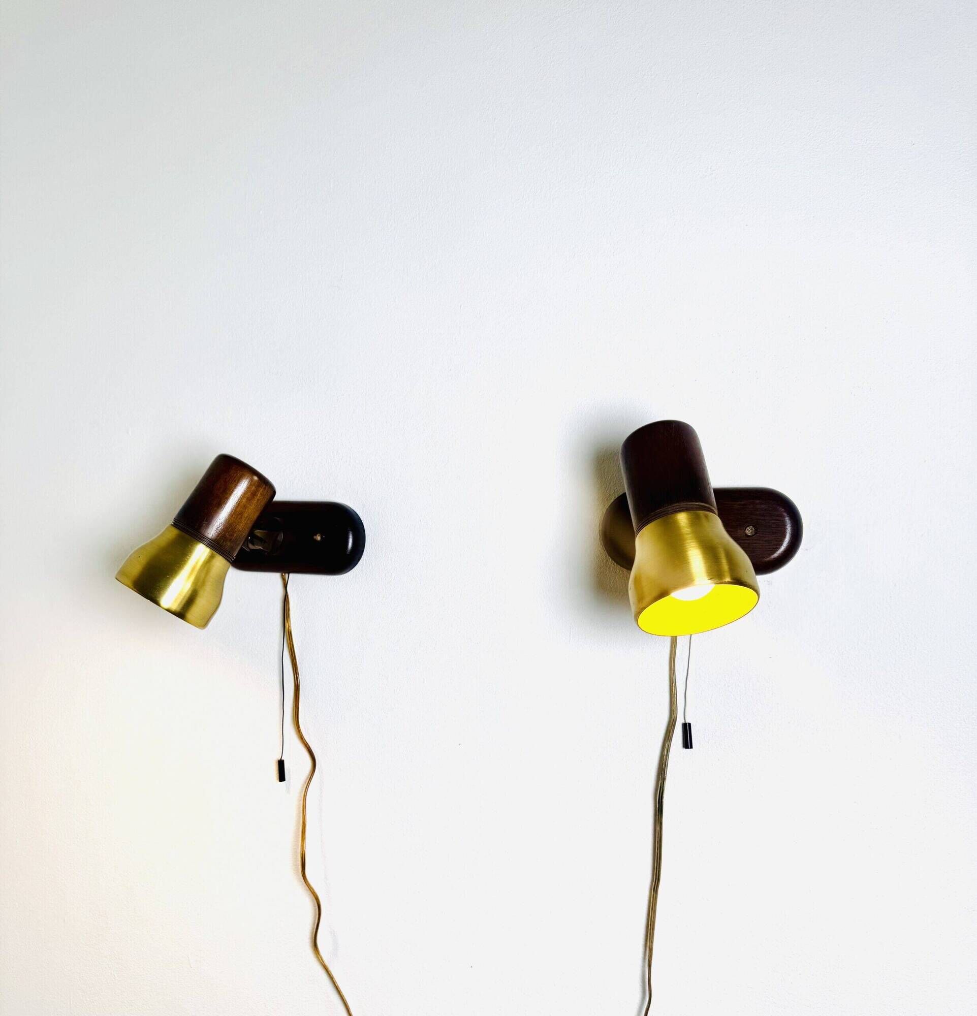 Brass And Amfrosia Wall Lamps By Temde Leuchten, Switzerland 1960S