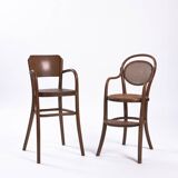 Ensemble ancien de chaises pour enfants en osier et bois courbé Michael Thonet, 2
