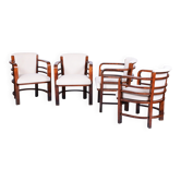 Vintage Art Deco Armchairs in Oak by O. Wagner for Wiener Werkstätte, 1890s, Set of 4