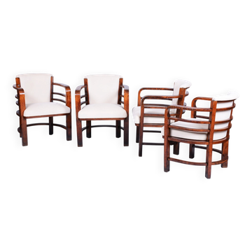 Chaises armoires Art Déco vintage en chêne par O. Wagner pour Wiener Werkstätte, années 1890, ensemble de 4