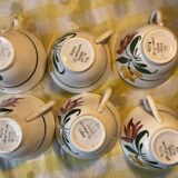 Set of 6 Digoin flower cups and saucers