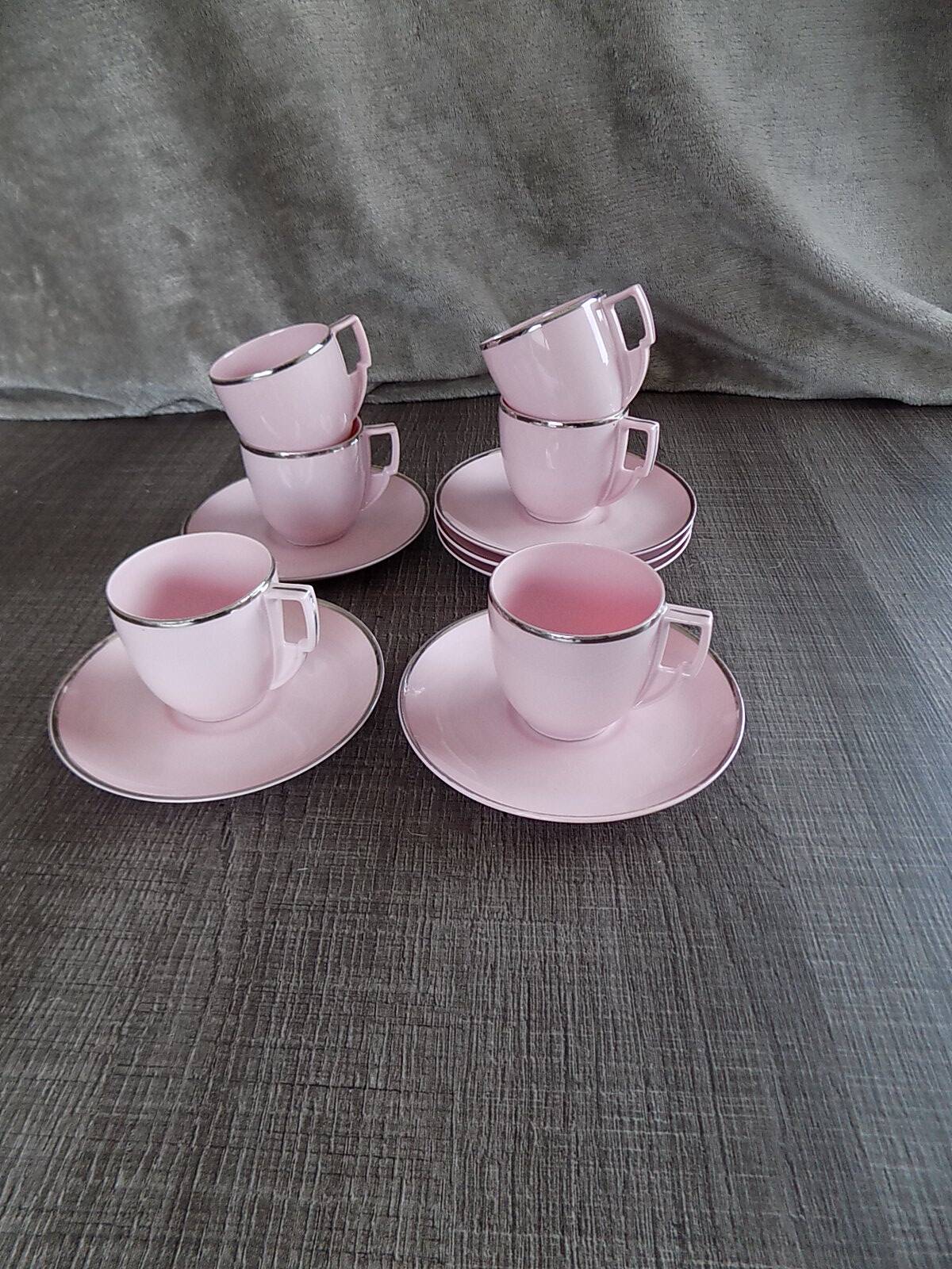 Powder pink cups and saucers
