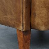 Cowhide Leather Club Chair in a Light Cognac Color