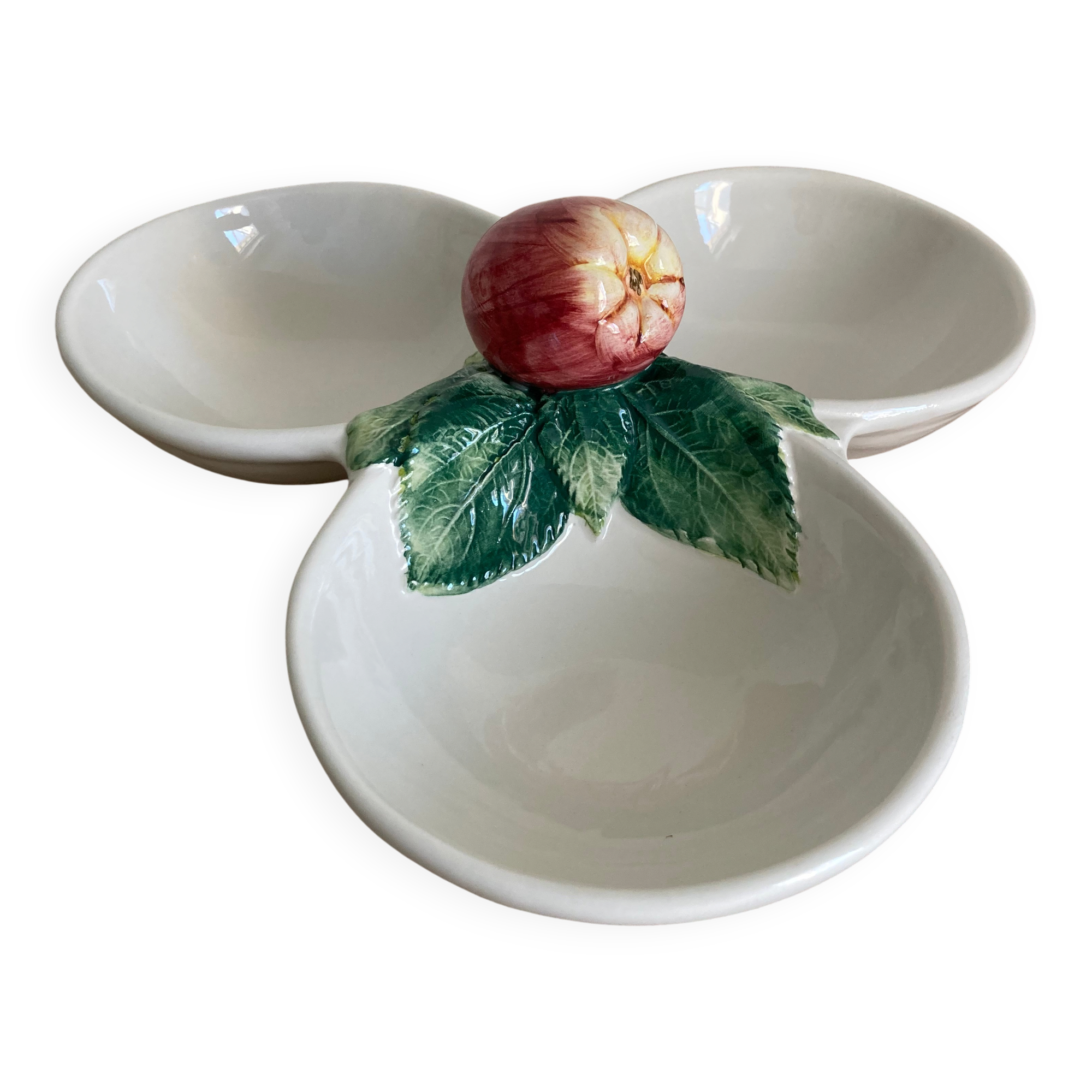 Tripod ceramic aperitif plate from Bassano (Italy) – Apple decor