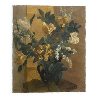 Old painting on canvas signed Andrée Loigerot