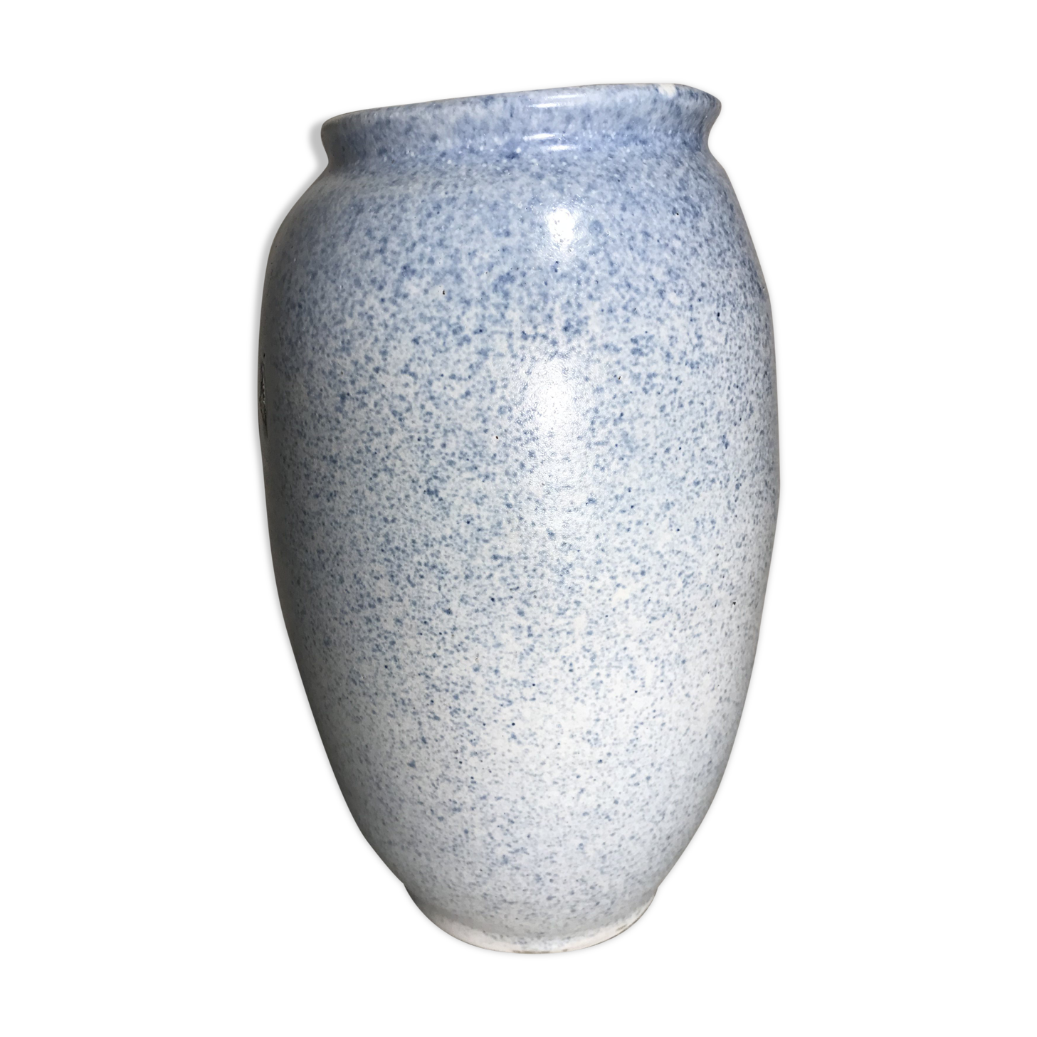 Old ceramic vase signed jb blue - white vintage marble style