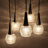 Chandelier suspension waterfall 5 globes Philips 1960-70