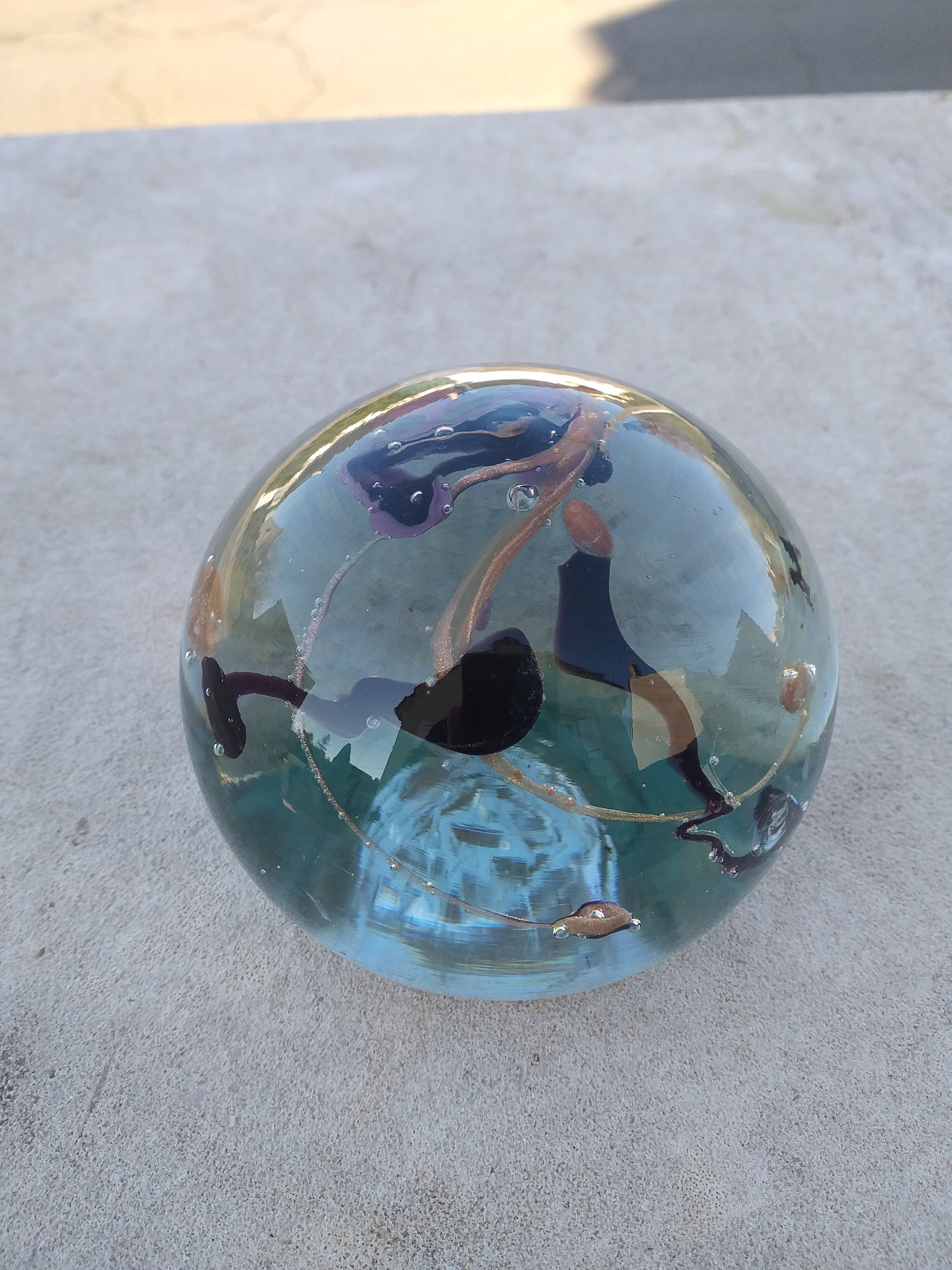 Inclusion glass paste paperweight Maure-Vieil -Bob Le Bleis - 1970's