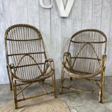 Pair of vintage rattan armchairs