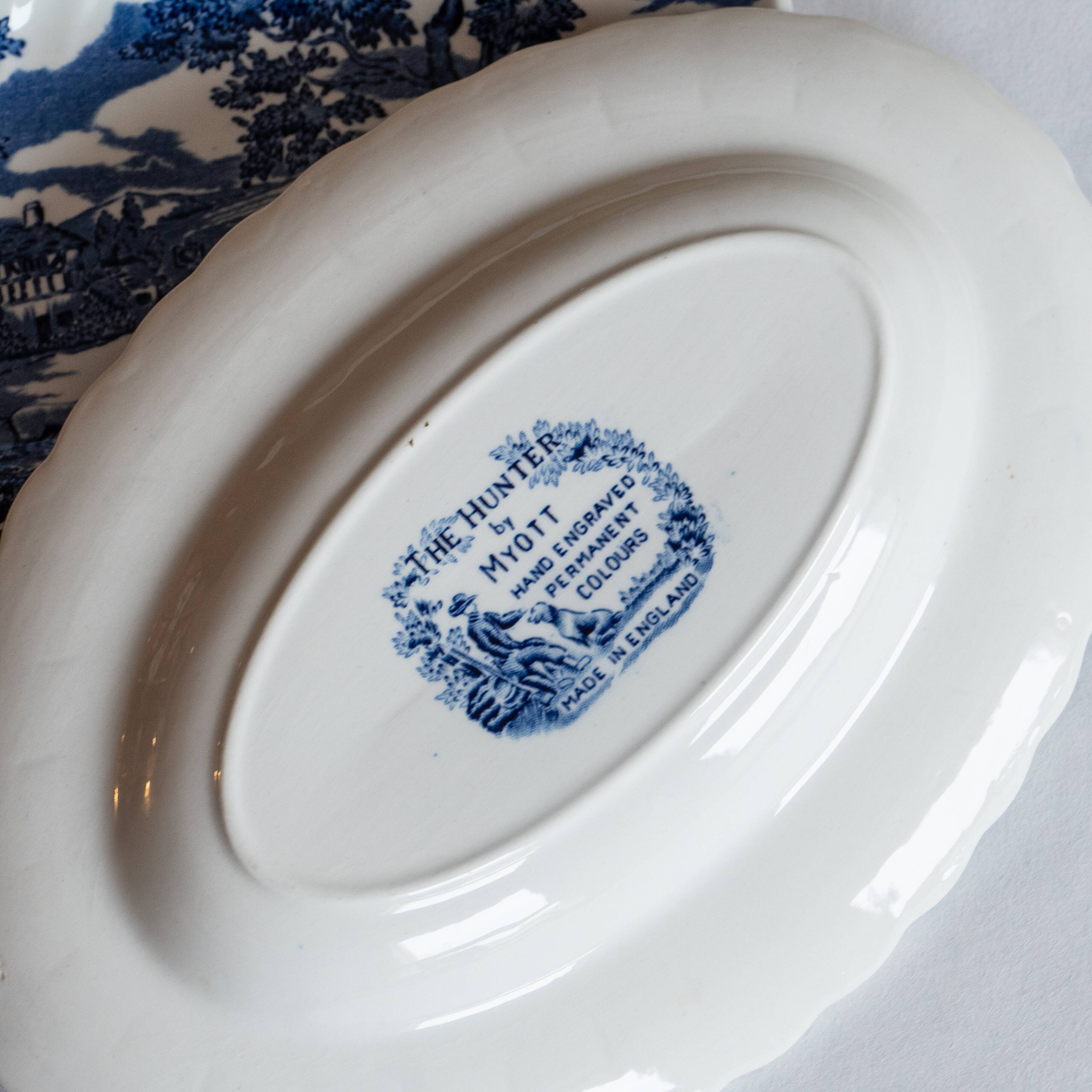 2 old English raviers Myott England, blue décor
