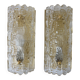 Pair of glass and brass wall lights by Carl Fagerlund for Orrefors.