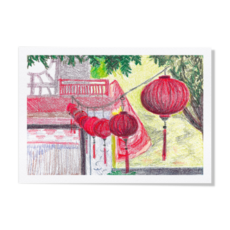 Pastel Hanoi - A4 - voyage lampion Vietnam Asie