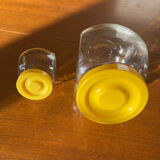 Pair of yellow vintage candy jars