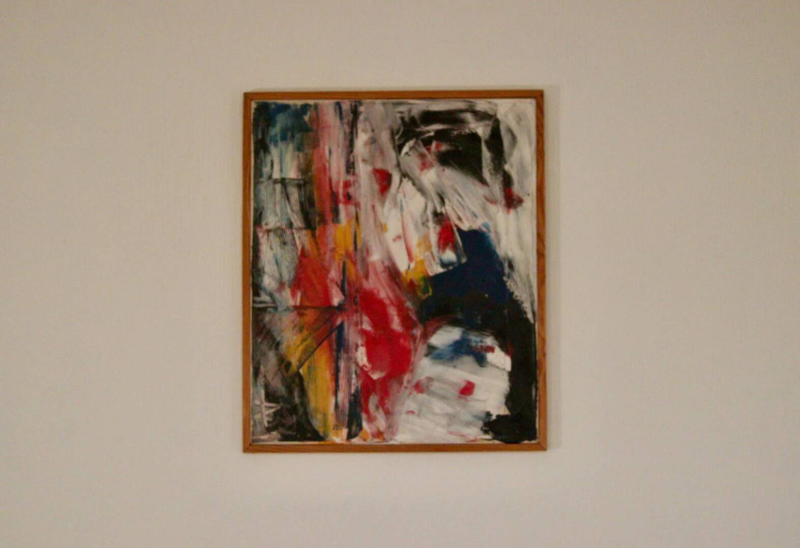 Original Swedish Oil on Canvas – “Abstract” by KB – Vintage & Framed  49 ×