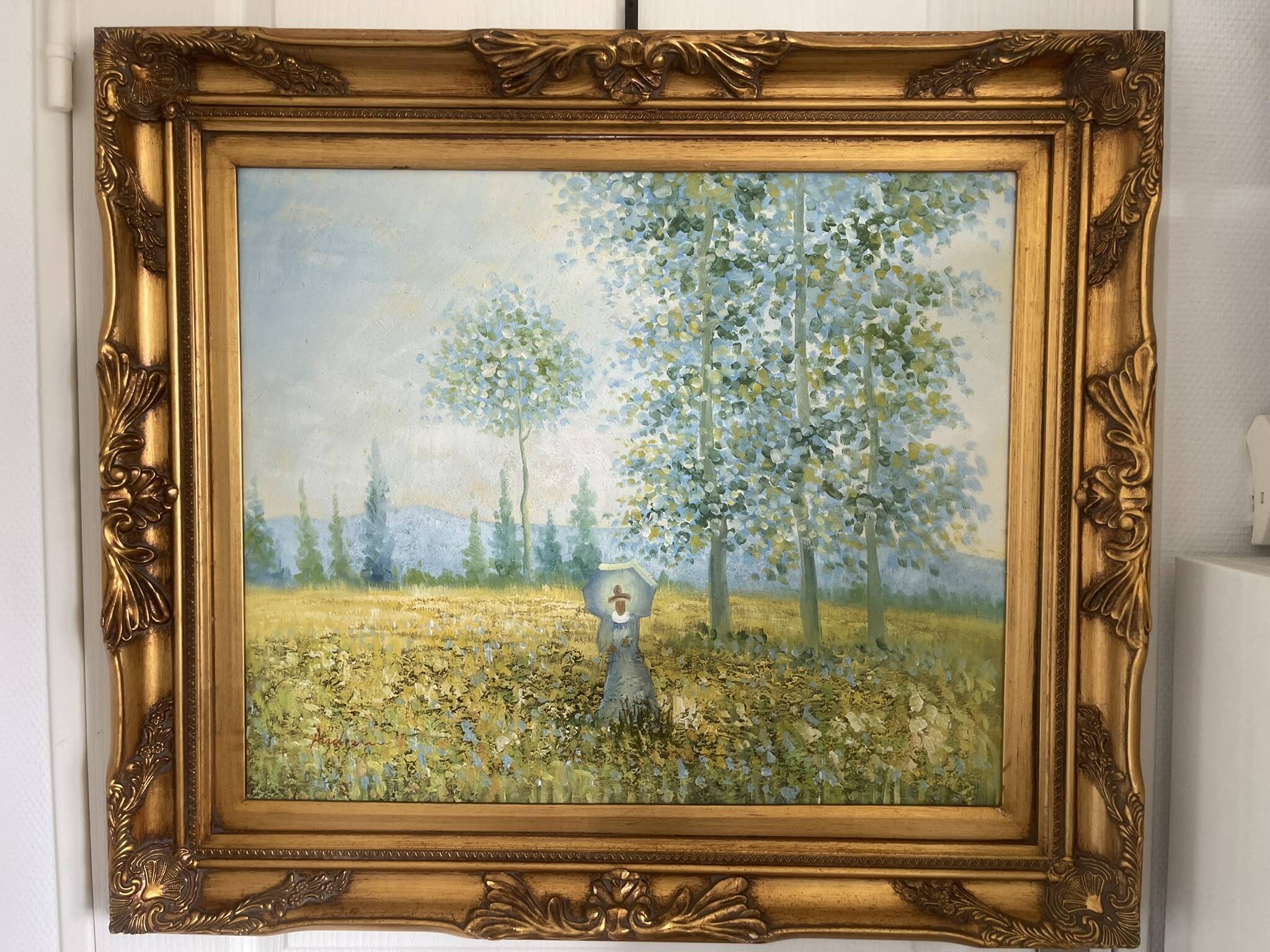 Old oil painting canvas reproduction fields in spring monet 80x70 s