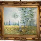 Old oil painting canvas reproduction fields in spring monet 80x70 s
