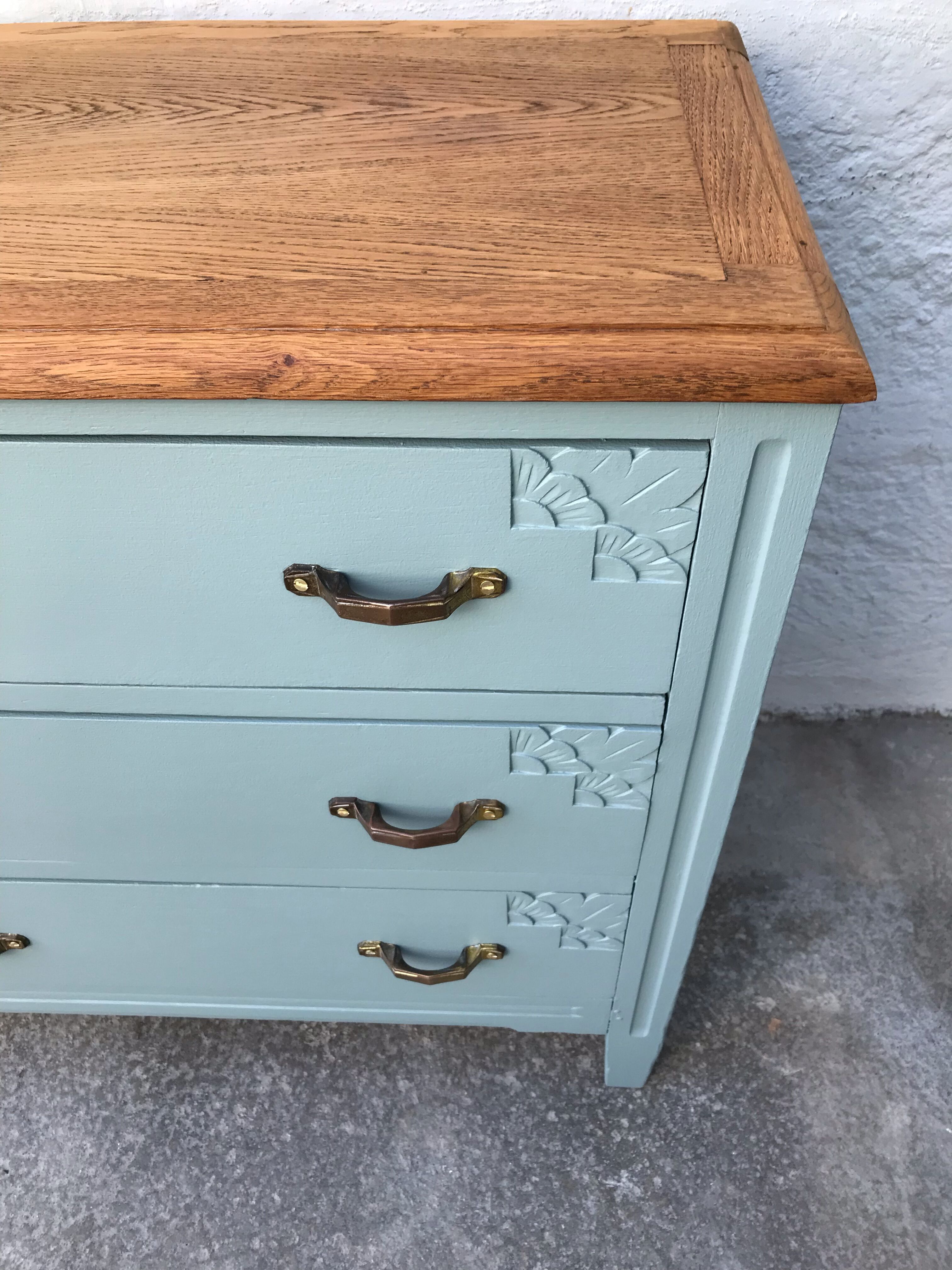 Commode art deco vert amande