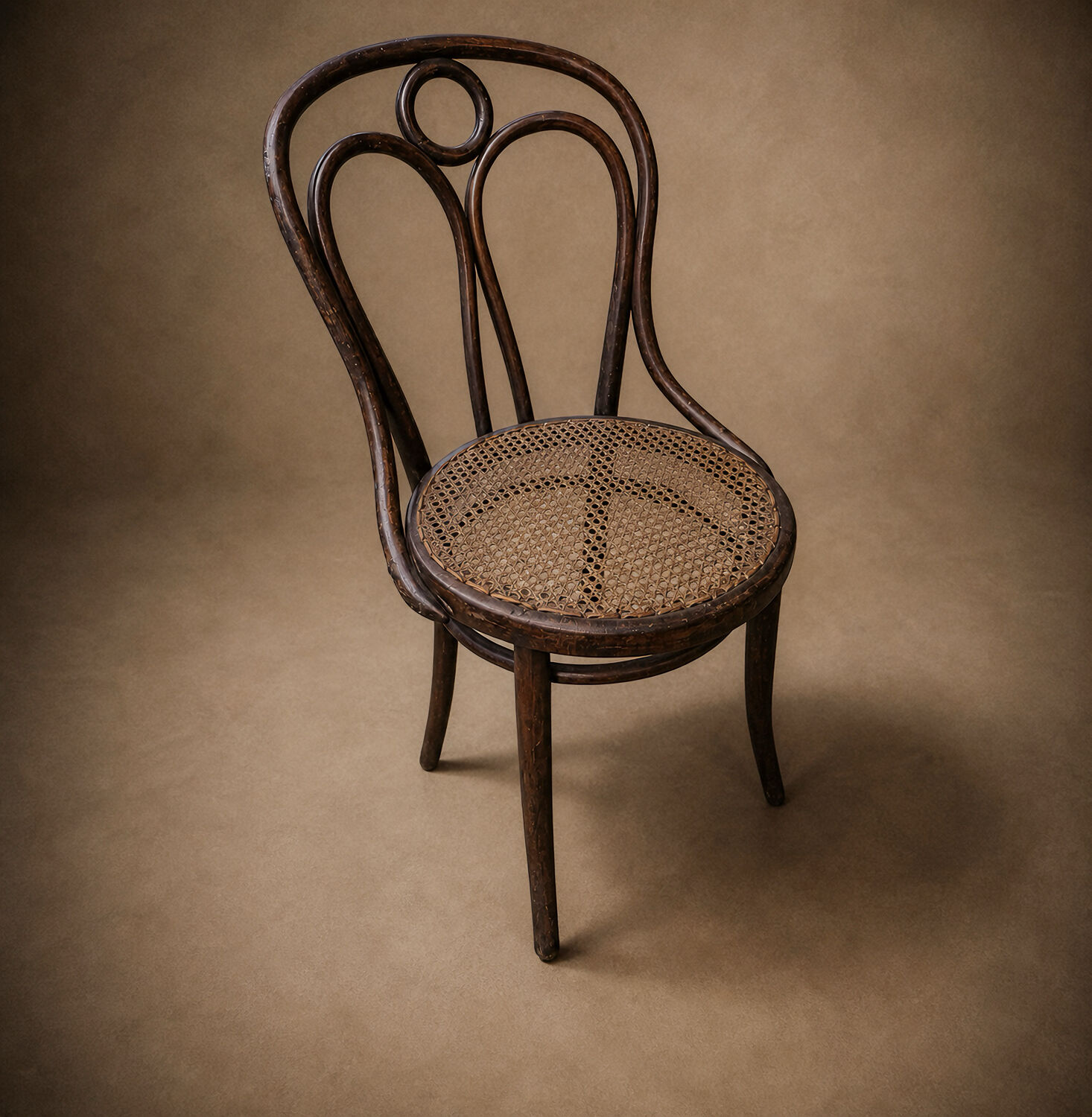 Viennese chair, bent beech with caning, circa 1930.