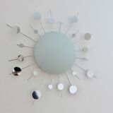 "Sun" wall lamp in chrome metal and frosted glass 80s 90s