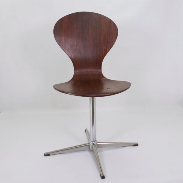 Vintage rotating chair in rosewood and chromed metal, 1950