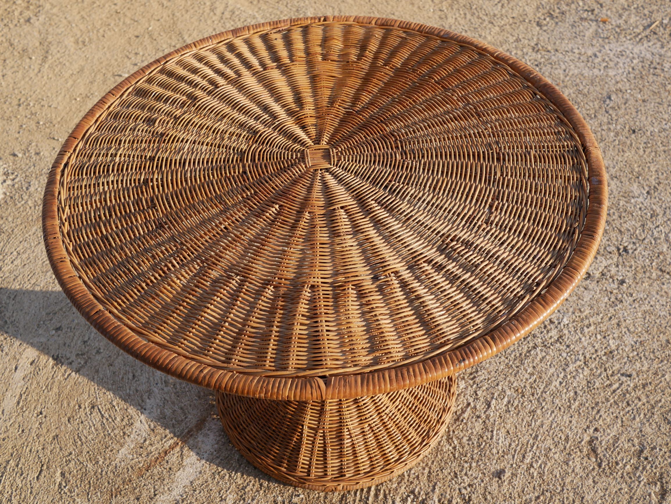 Side table foot Tulip rattan round