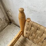 Moroccan wooden and rope armchair