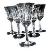 Set of 6 flared crystal wine glasses in Concorde Cerdagne style H15.2.