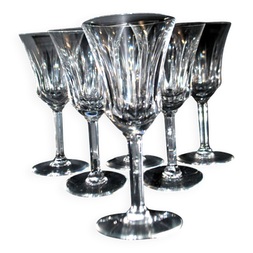 Lot de 6 verres à vin évasés en cristal taillé style Concorde Cerdagne H15.2
