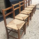Set of 6 straw chairs