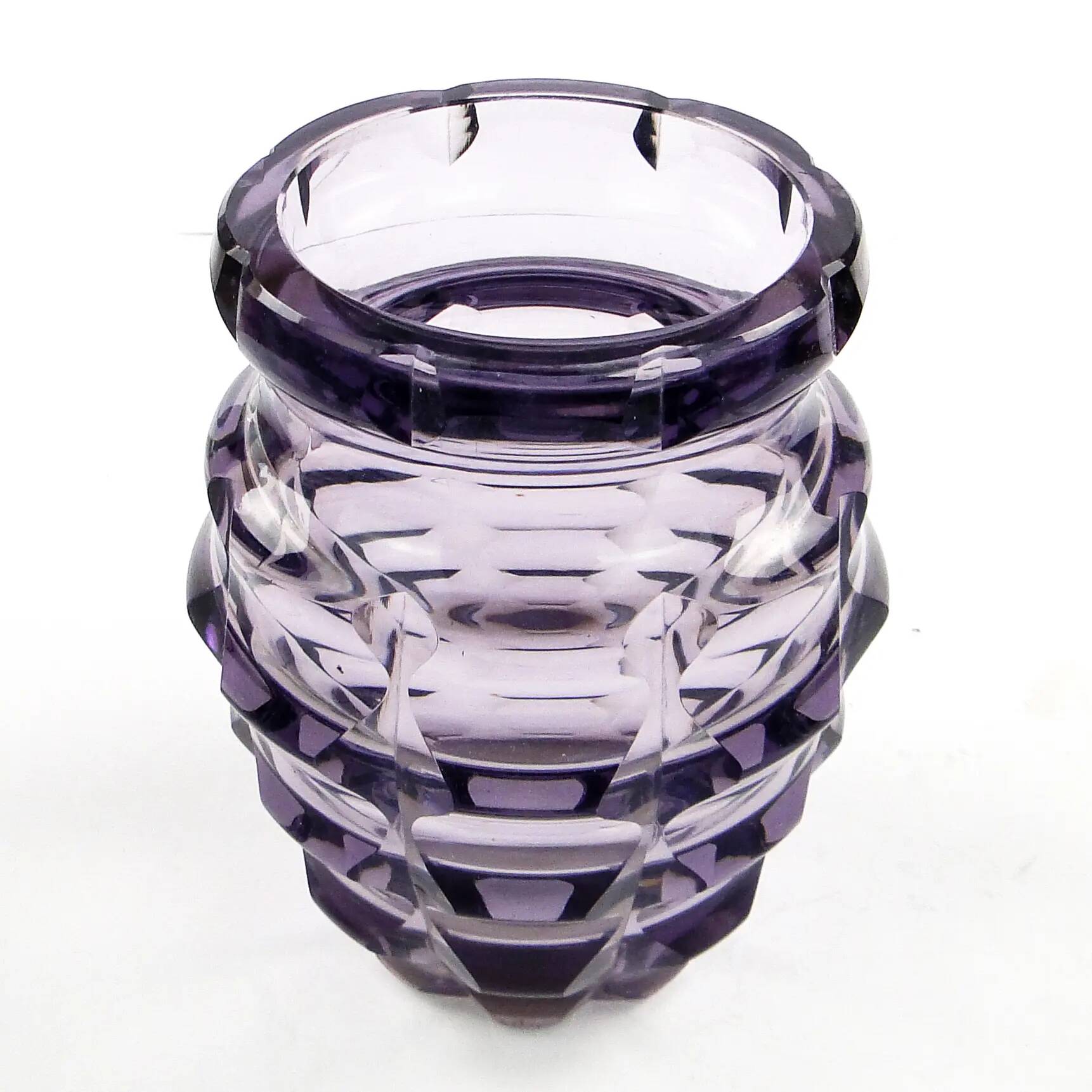 Art Deco vase, manganese crystal, Poland, 1930s