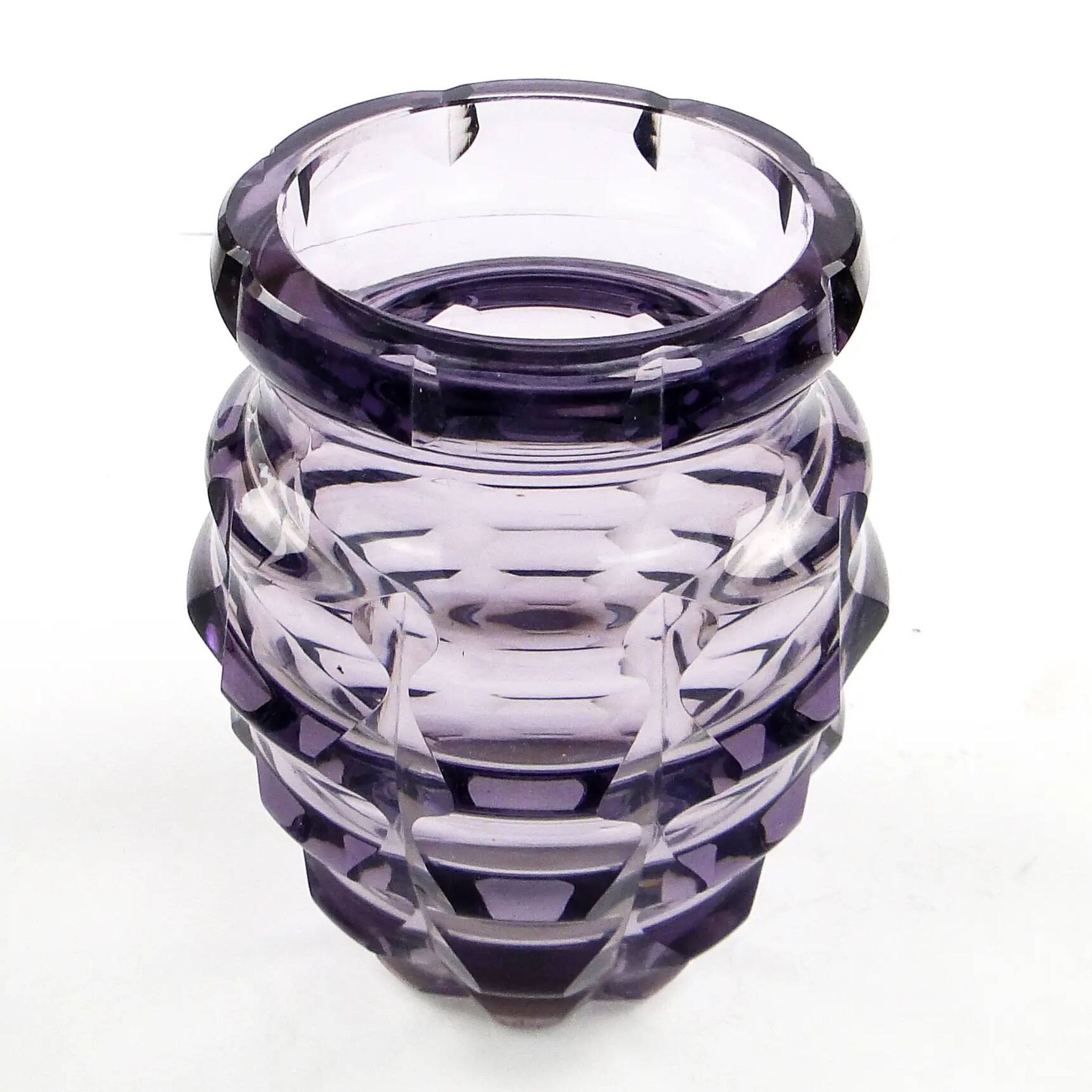 Art Deco vase, manganese crystal, Poland, 1930s