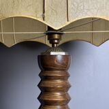 Brutalist midcentury wood turned cocoon floor lamp