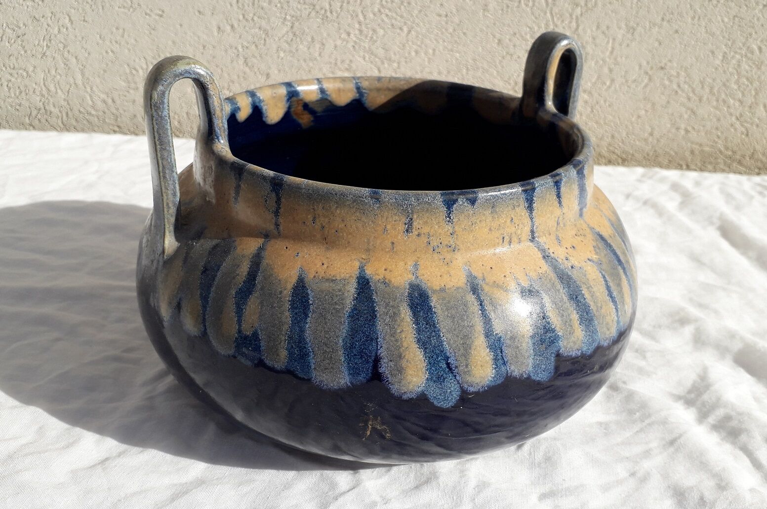 Signed stoneware pot cover