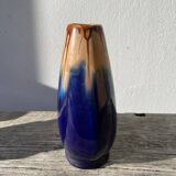Belgian vase in blue and beige flamed stoneware