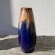 Vase belge en grès flammé bleu et beige