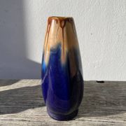 Belgian vase in blue and beige flamed stoneware