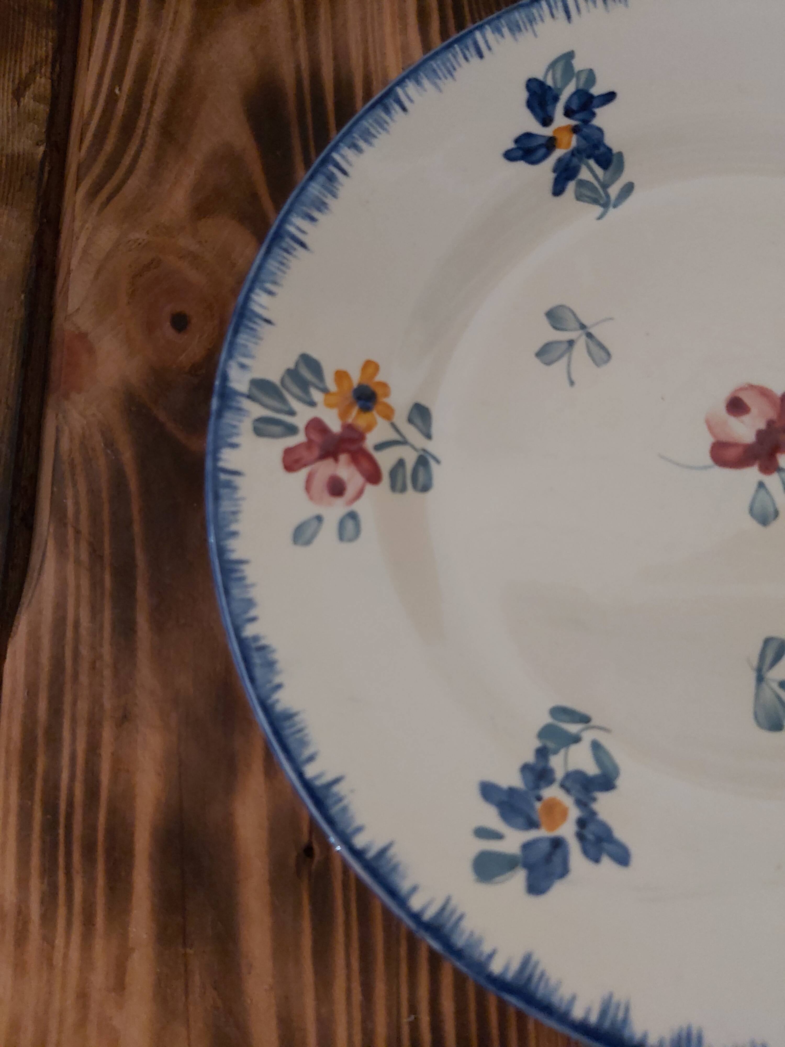 Dessert plates Sarreguemines décor Flowers of Alsace