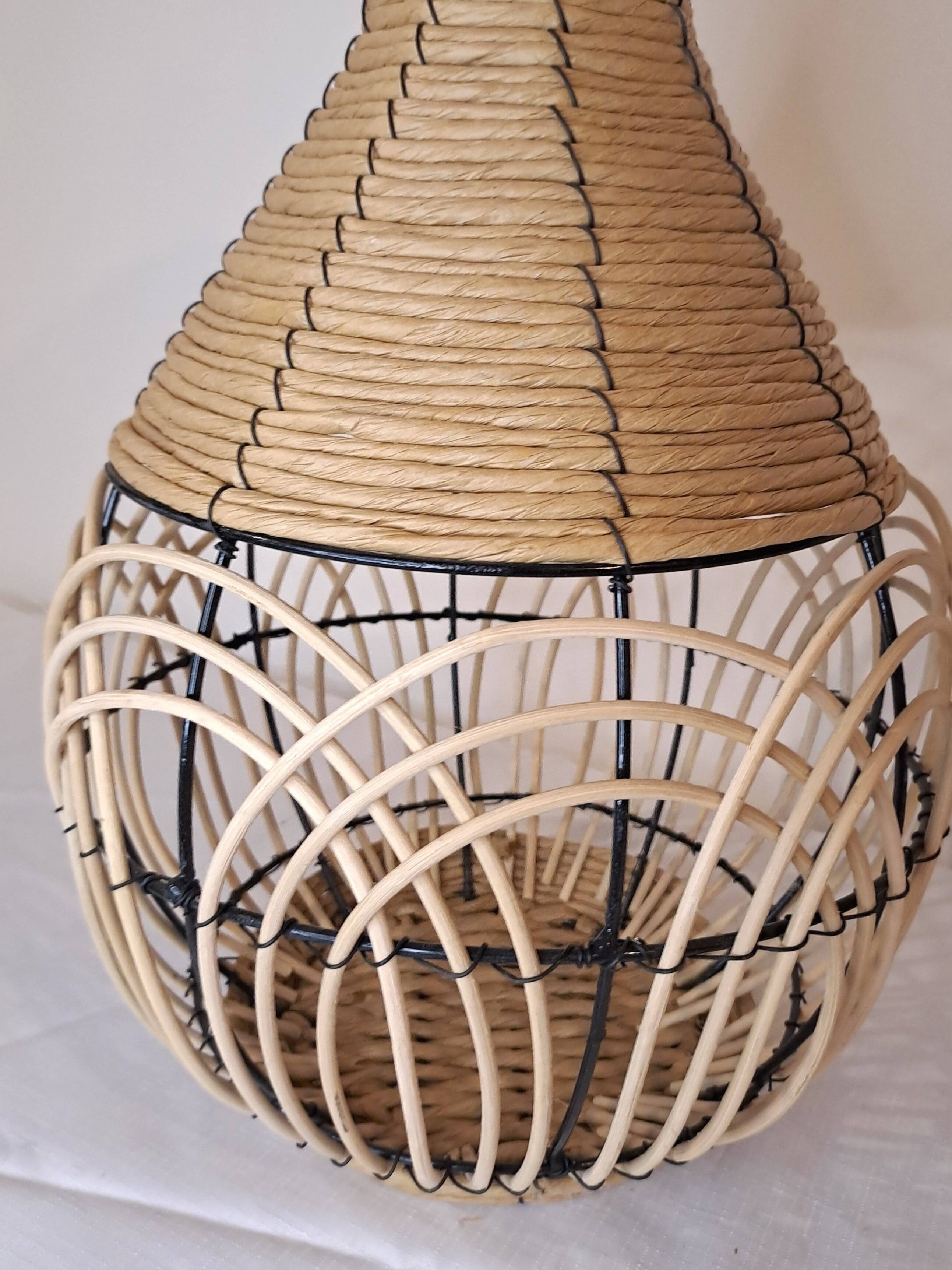Wicker and rattan decorative vase – modern ethnic style