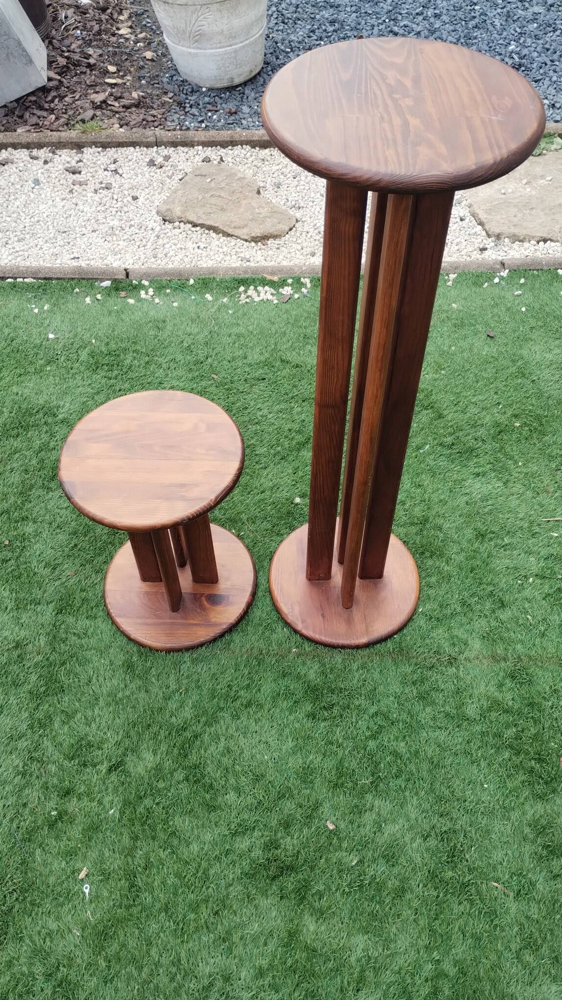 Set of 2 solid wood plant stands.