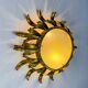 Spanish crown sunburst fixture in gilt metal and frosted glass, 1950s